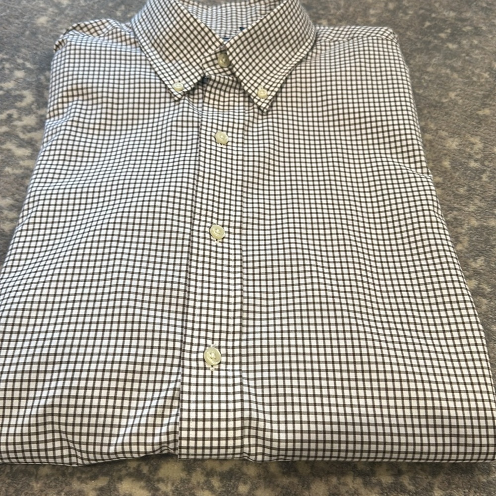 RALPH LAUREN BROWN AND WHITE CHECKERED SIZE M SHIRT - Picture 9 of 9